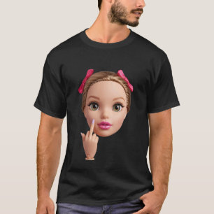 Funny Doll Face Middle Finger Meme Kids Pop Cultur T-Shirt