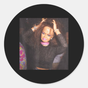 Funny Doll Face Party Meme Disgusting Classic Round Sticker