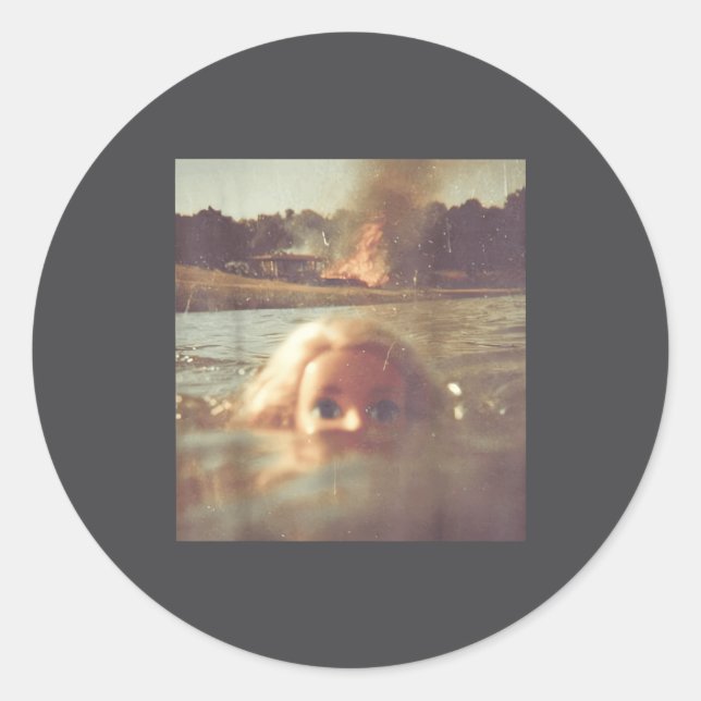 Funny Doll Face Swimming Meme  Classic Round Sticker (Front)