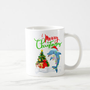 Funny Dolphin Fish Lover Xmas Lighting Dolphin Chr Coffee Mug