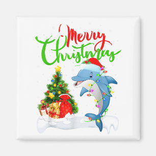 Funny Dolphin Fish Lover Xmas Lighting Dolphin Chr Magnet