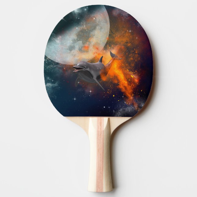 Funny dolphin in the universe ping pong paddle (Back)