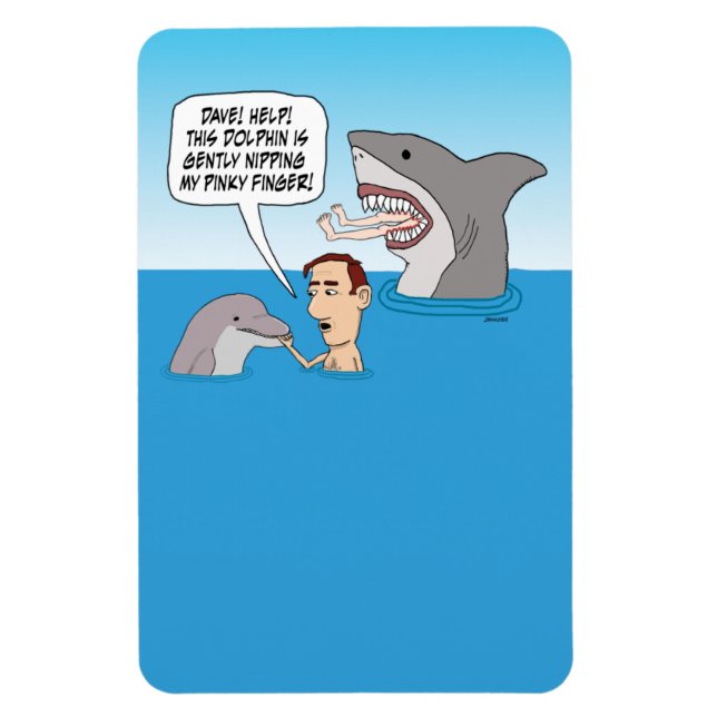 Funny Dolphin Nip and Shark Bite Magnet (Vertical)