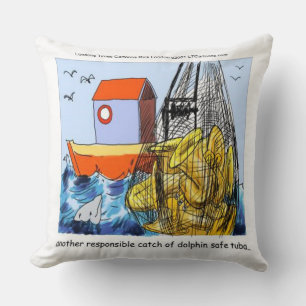 Funny Dolphin-Safe Tuba Cotton Throw Pillow