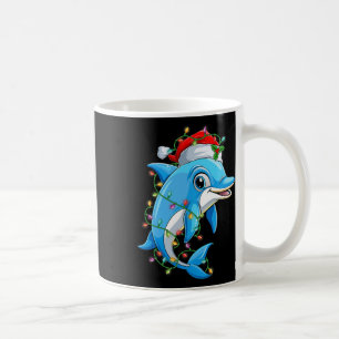 Funny Dolphin Santa Hat Christmas Tree Lights Xmas Coffee Mug