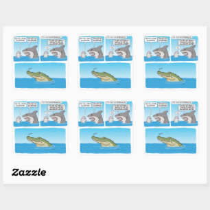 Funny Dolphin, Shark and Sad Alligator  Square Sticker