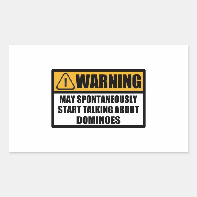 Funny Dominoes Player Spontaneously Warning Gift Rectangular Sticker (Front)