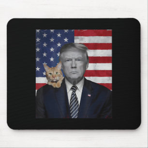 Funny Donald Trump And Cat Political Usa Flag Mouse Pad