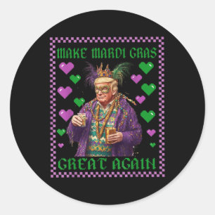 Funny Donald Trump Beads Mardi Gras Festival Fleur Classic Round Sticker