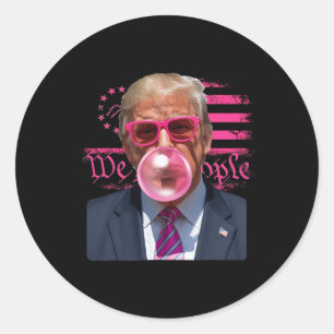 Funny Donald Trump Bubble Gum Pink 4th Of July Ame Classic Round Sticker