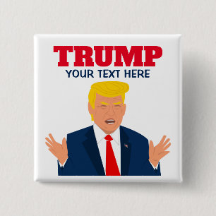 Funny Donald Trump cartoon caricature pinback 15 Cm Square Badge