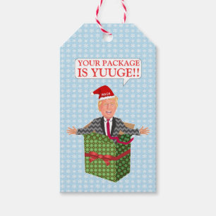 Funny Donald Trump Christmas Yuuge Package Humor Gift Tags