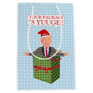 Funny Donald Trump Christmas Yuuge Package Humor Medium Gift Bag