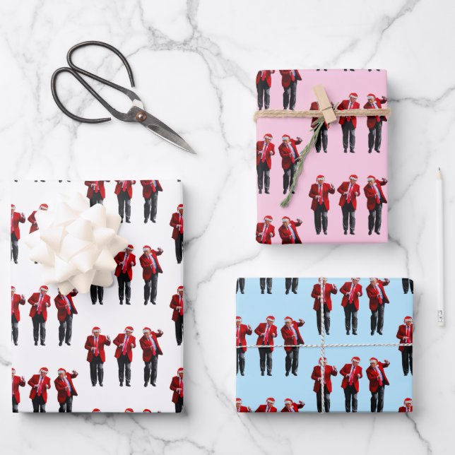 Funny Donald Trump Dancing President Christmas  Wrapping Paper Sheet (Front)