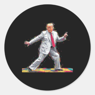 Funny Donald Trump Disco Dancing 60s 70s 80s Presi Classic Round Sticker