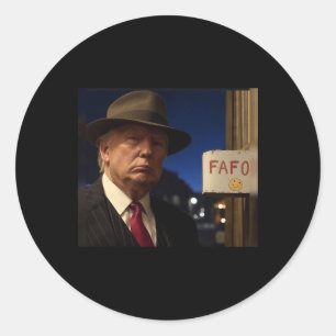 Funny Donald Trump Fafo Black Cotton Clic Fit Crew Classic Round Sticker