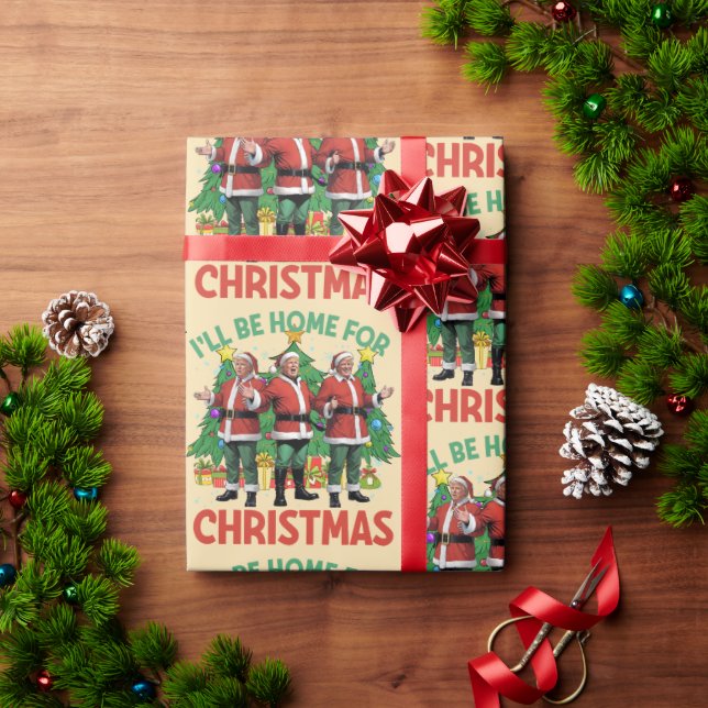 Funny Donald Trump Home for Christmas Wrapping Paper (Holiday Gift)