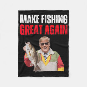Funny Donald Trump Make Fishing Great Again Fisher Fleece Blanket