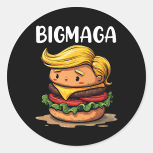 Funny Donald Trump Making French Fries Hamburger B Classic Round Sticker