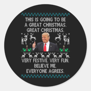 Funny Donald Trump Merry Christmas Xmas Pajamas Ho Classic Round Sticker