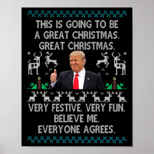 Funny Donald Trump Merry Christmas Xmas Pajamas Ho Poster