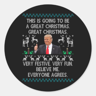 Funny Donald Trump Merry Christmas Xmas Pyjamas Classic Round Sticker