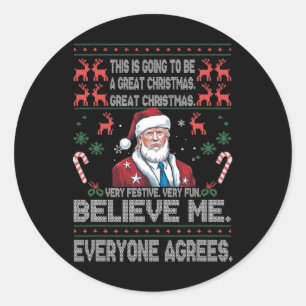 Funny Donald Trump Merry Christmas Xmas Pyjamas Ho Classic Round Sticker