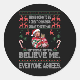 Funny Donald Trump Merry Christmas Xmas Pyjamas Ho Classic Round Sticker