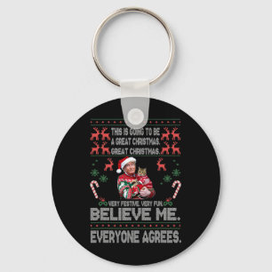 Funny Donald Trump Merry Christmas Xmas Pyjamas Ho Key Ring