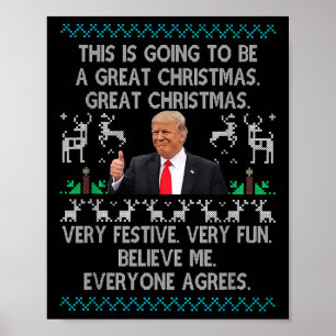 Funny Donald Trump Merry Christmas Xmas Pyjamas Poster