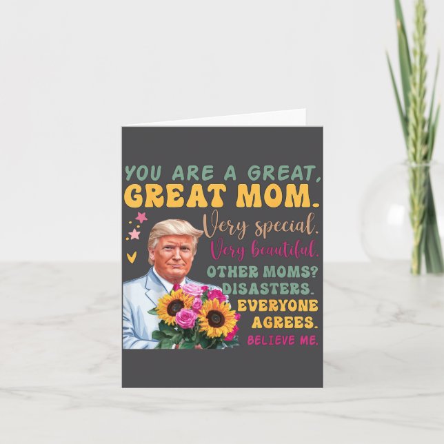 Funny Donald Trump Mothers Day Hold Flower Funny Q Card (Front)