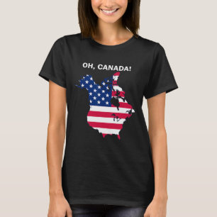 Funny Donald Trump Oh Canada Usa American Flag  T-Shirt