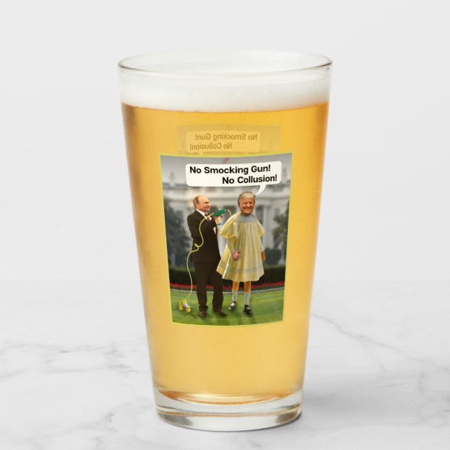 Funny Donald Trump Putin Smocking Gun Joke Glass (Front Filled)