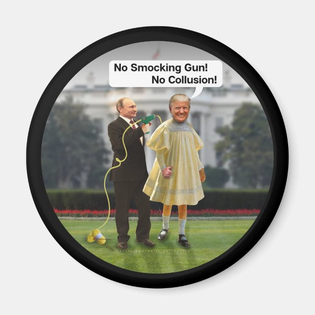 Funny Donald Trump Putin Smocking Gun Joke Magnet (Front)