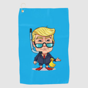 Funny Donald Trump Snorkel Cartoon with Rubber Duc Golf Towel
