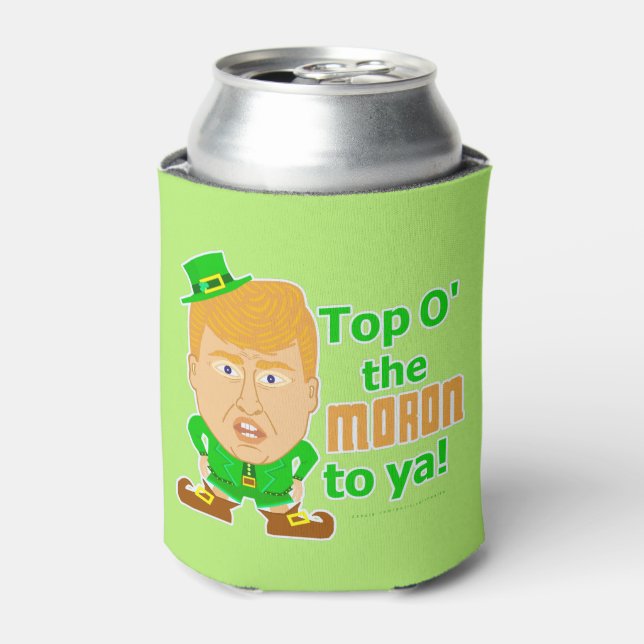 Funny Donald Trump St Patricks Day Leprechaun Can Cooler (Can Front)