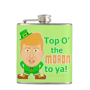 Funny Donald Trump St Patricks Day Leprechaun Hip Flask
