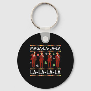 Funny Donald Trump Ugly Christmas Sweater. La La L Key Ring