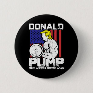 Funny Donald Trump Weight Lifting Workout Gym 6 Cm Round Badge