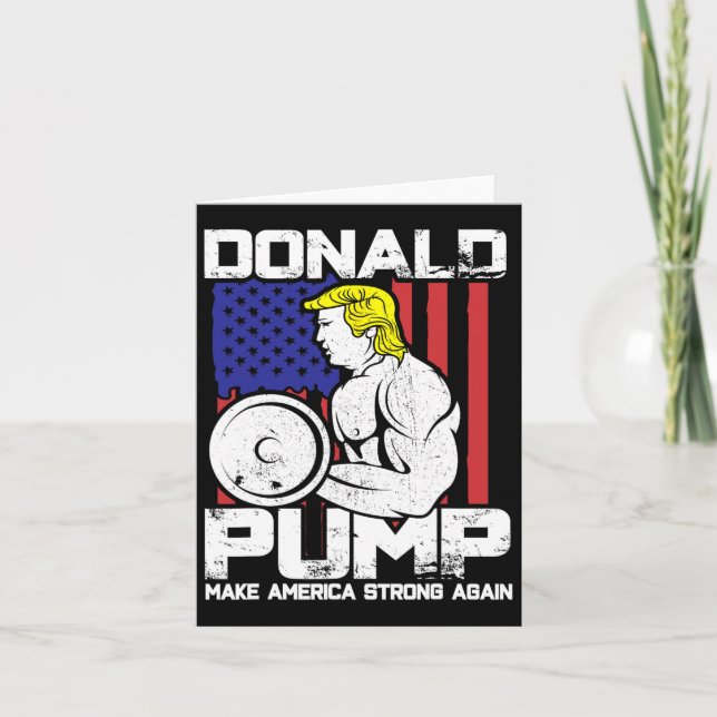 Funny Donald Trump Weight Lifting Workout Gym  Card (Front)