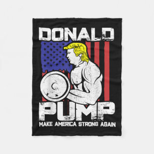 Funny Donald Trump Weight Lifting Workout Gym  Fleece Blanket