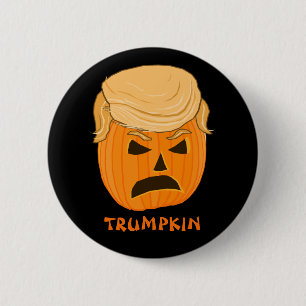 Funny Donald Trumpkin Pumpkin Jack-o-lantern 6 Cm Round Badge