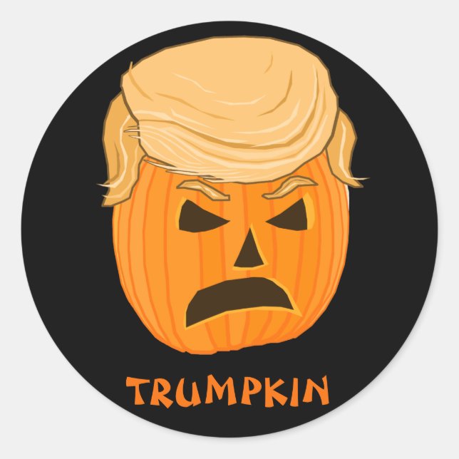 Funny Donald Trumpkin Pumpkin Jack-o-lantern Classic Round Sticker (Front)