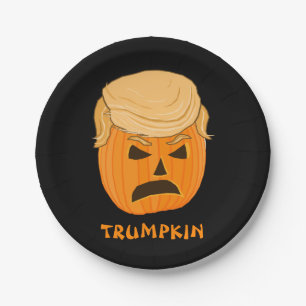 Funny Donald Trumpkin Pumpkin Jack-o-lantern Paper Plate