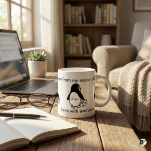 Funny 'Done with Everyone' Penguin Personalised Wo Coffee Mug