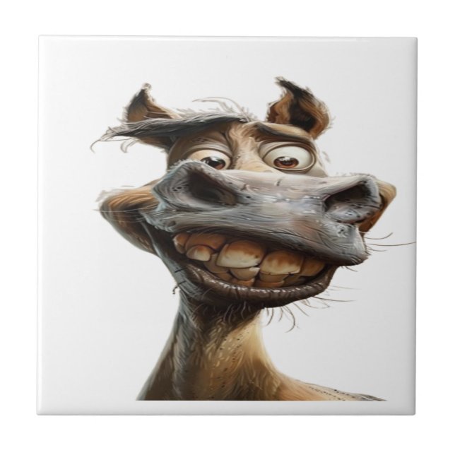 Funny donkey art design ceramic tile (Front)