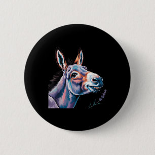Funny Donkey Art Donkey Head Smile Eagerly Donkey 6 Cm Round Badge