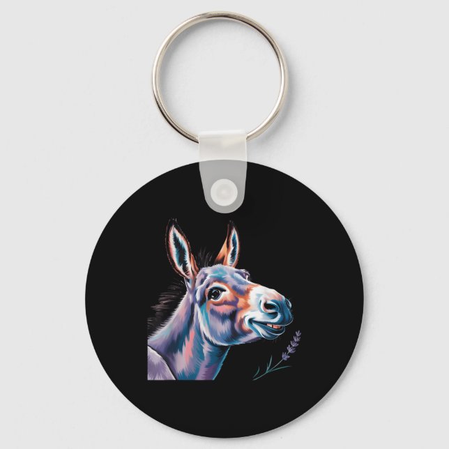 Funny Donkey Art Donkey Head Smile Eagerly Donkey  Key Ring (Front)