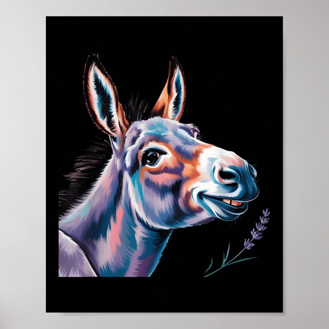 Funny Donkey Art Donkey Head Smile Eagerly Donkey  Poster (Front)