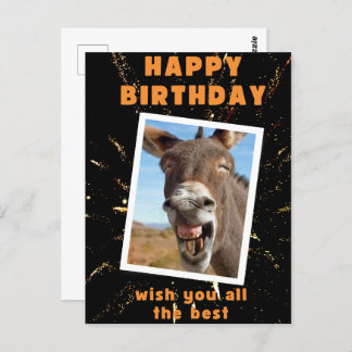 Funny donkey birthday postcard